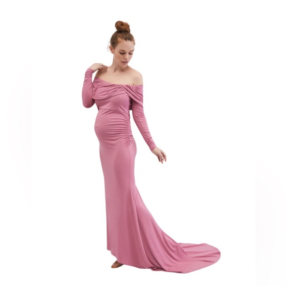 Motherhood OFF THE SHOULDER MATERNITY GOWN & PHOTOSHOOT DRESS NWOT Size:M - Picture 2 of 6